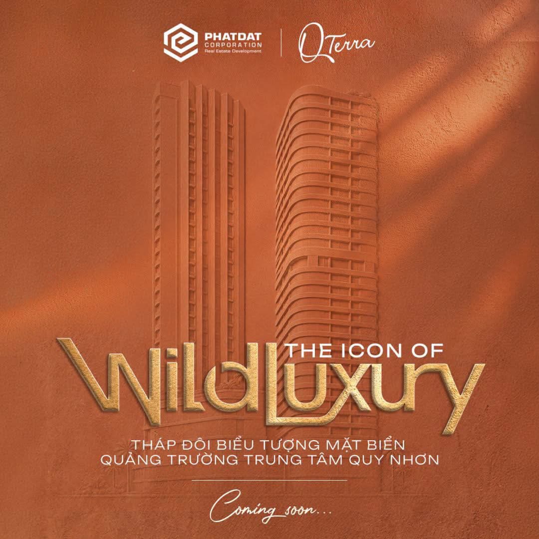 Hình ảnh giới thiệu tháp đôi Q'Terra Quy Nhơn với thông điệp The Icon of Wild Luxury