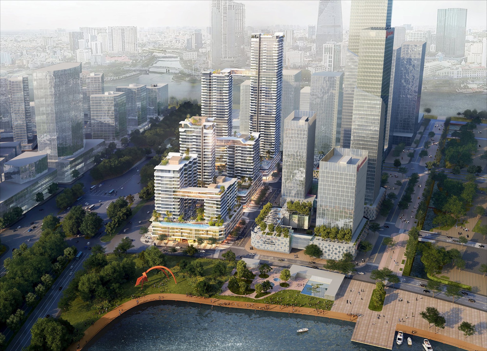 Phối cảnh tổng thể dự án Lotte Eco Smart City Thu Thiem bên bờ sông Sài Gòn, Thủ Thiêm